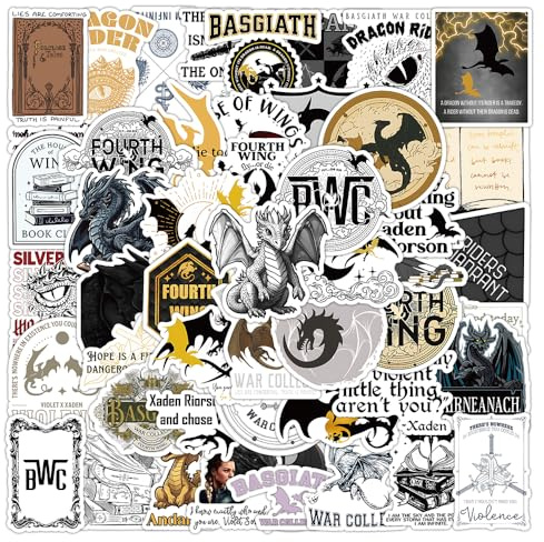 100 Stück Vierter Flügel Aufkleber Coole Cartoon Drachen Aufkleber für Wasserflasche Scrapbook Gitarre Skateboard Laptop Gepäck Auto,Niedliche Wasserfeste Fourth Wing Sticker für Kinder Erwachsene