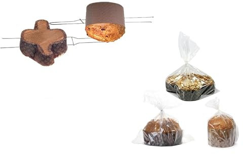 CUSTOM PRINT SHOPPING Kit de preparación para Panettone o Colomba con alfiler de acero de 50 cm, ideal para la fase de enfriamiento (3 brochas+30 bolsas)