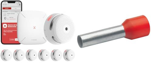 Rilevatore di fumo X-Sense XS01-M ProConnected con stazione base SBS50 e terminali elettrici Klauke 47612 (100 PC (S), 2,5 cm), Rosso