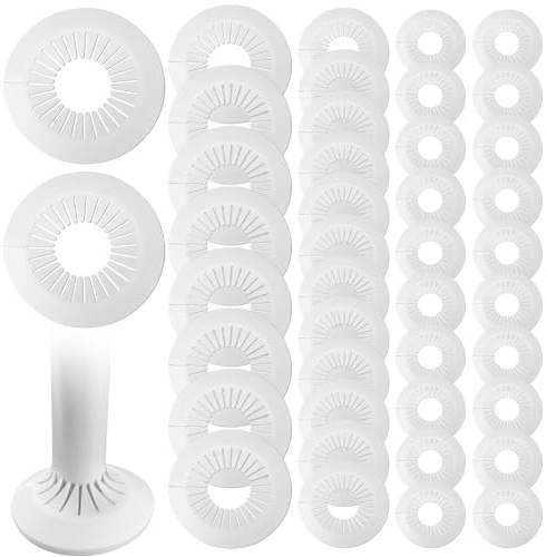 42 Stück Heizungsrohr Rosette, heizungsrohr abdeckung,Rohrabdeckung, Abdeckrosetten, Heizung, Verkleidung, Heizkörper Rosetten, weißes Polypropylen, weiss (4 Größen)