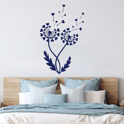 GRAZDesign Wandtattoo Pusteblume Herzen Blumen Wandaufkleber für Kinderzimmer Mädchen Schlafzimmer Wohnzimmer Löwenzahn Pflanzen - 90x57cm / hellbraun