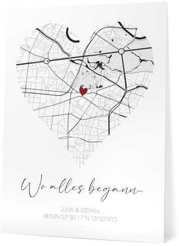 Papierschmiede® Personalisiertes Bild Wo alles begann 40x50 cm Poster, Partner Geschenk zum Jahrestag, Geschenke Freundin - Geschenke Sie & Ihn Paar Koordinaten Landkarte