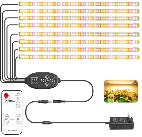 8 Stück Pflanzenlampe LED, Pflanzenlicht, 384 LEDs Pflanzenleuchte Wachsen Licht Vollspektrum für Zimmerpflanzen mit 4/8/12H Zeitschaltuhr, Grow Light mit 10 Dimmbare Stufen 8 Beleuchtungsmodi