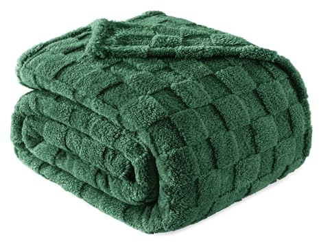 Exclusivo Mezcla Kuscheldecke Flauschig 150x200 cm Fleecedecke Sofadecke | Weich, Leicht, Atmungsaktiv, Karierte Decke, Bett, Sofa, kuschelig, Wohndecke, Bettüberwurf, alle Jahreszeiten, Dunkelgrün