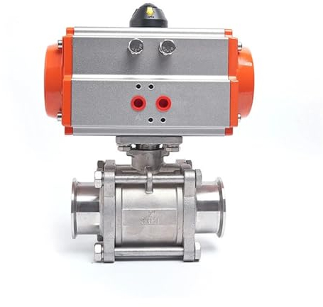 2 Zoll SS304 Dreiteilige Edelstahlplattform Tri-Clamp-Ferrule-Kugelhahn mit doppeltwirkendem Zylinder 1 Stück