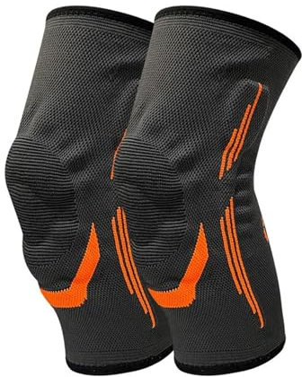 CHUBARIY Knieschützer Kompressions-Knieschoner Knieorthesen for Arthritis Gelenkunterstützung Sportsicherheit Volleyball Fitnessstudio Sportorthesenschutz Knee Braces(Color:Orange,Size:XL)