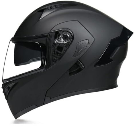 Woljay Integralhelm Klapphelm Motorrad Modularer Helm Motorrad Doppelvisier für Erwachsene Männer Frauen Moped Street Racing DOT / ECER22-05 Approved (Matte Black-Transparent Visor,XL)