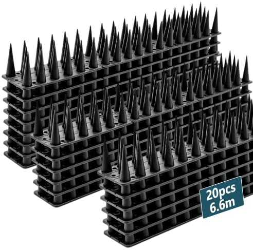 KOKMEYA Spuntoni anti-uccelli, 6,7 m, dispositivo deterrente per uccelli, piccioni, picchi, scoiattoli, procioni, gatti, deterrente per uccelli in plastica per esterni, patio, tetto, davanzale, fascia