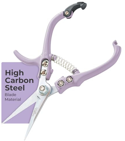 Modern Sprout Pruning Shears - Herb Snipping Scissors- Lightweight Gardening Tools W/Easy Lock - Flower Cutter Garden Shears-Gift for Mother's Day-Carbon Steel Blade+Reusable Holster(Lavender, 1-Pack)