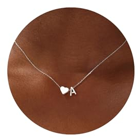 TINGN Silber Herz Kette mit Buchstaben - Halskette Damen Silber Kette mit Buchstaben A Kette Herz Anhänger Kette Geburtstagsgeschenk Valentinstag Weihnachten Geschenke für Sie Frauen Mädchen Geschenke