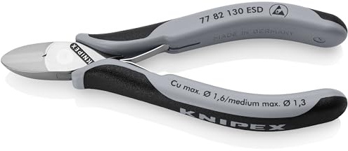 KNIPEX Elektronik-Seitenschneider ESD mit durchgestecktem Gelenk mit Mehrkomponenten-Hüllen 130 mm, 77 82 130 ESD