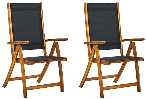 ShGaxin Gartenstühle 2 STK Gartenmöbel, Balkonstühle, Chair Outdoor, Balkonmöbel, Hochlehner, Essstühle, Balkon Stuhl, Bistrostuhl, Akazie Massivholz und Textilene