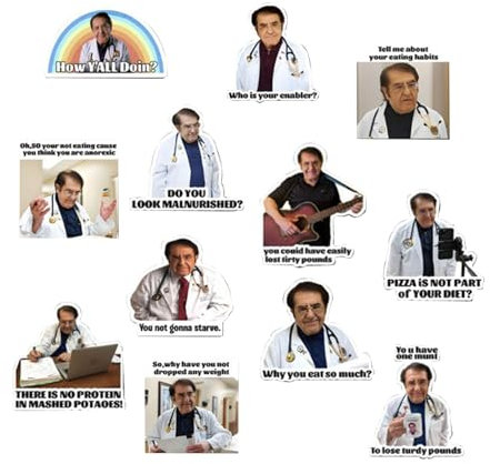 Onperpoe 12 Pcs Dr Now Fridge Magnet, Funny Kitchen Fridge Magnet with Classic Quote, Motivational Diet Helper, Cute Magnetic Accessories for Refrigerator