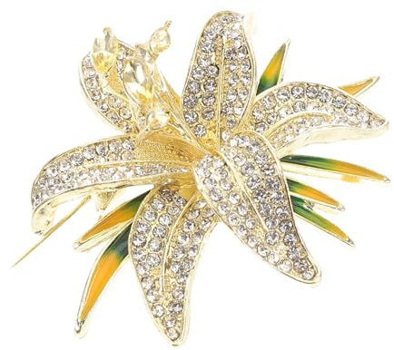 Lilienblumen mit Strass aus Zinklegierung Brosche für Damen | Revers Anstecknadel, Elegantes Blumenmotiv, Vielseitiges Accessoire für Casual Looks und Kleider