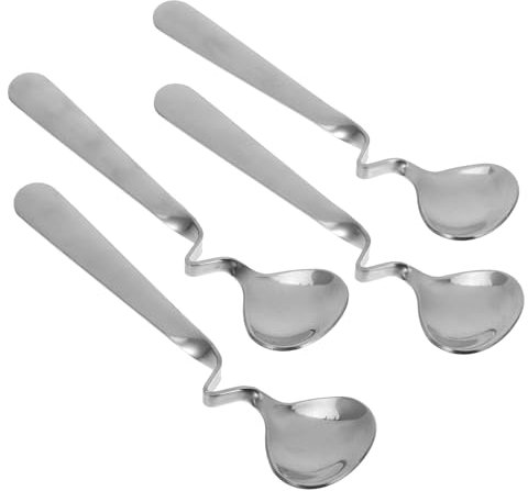 HOLIDYOYO 4pezzi Cucchiai Inossidabile Manici Curvi Cucchiai Per Mixare Cocktail e Bevande Utensili Per Bevande e Dessert