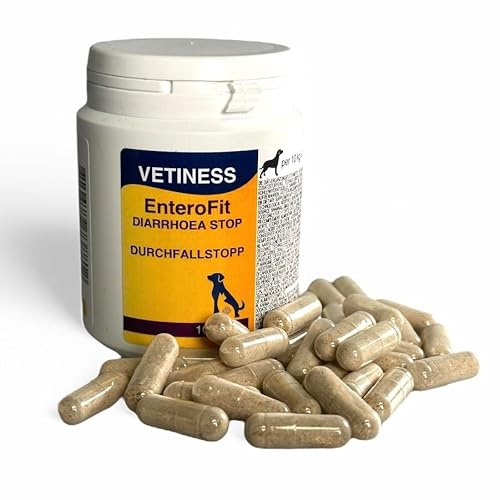 vetiness EnteroFit Durchfallstopp für Hunde und Katzen 100x Kapseln | bei akutem Durchfall | Natürliche Durchfallhilfe | Stärkt Darmflora Hund Durchfall Hund | für empfindliche Tiere