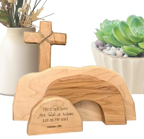 Osterszene Osterkrippe, Szene Der Osterauferstehung, Ostern Auferstehungsszene Auferstehung Holzdekoration, Jesus Krippe Szene Dekorationen, Hölzerne Osterszenen Set Für Ostern Tischschmuck