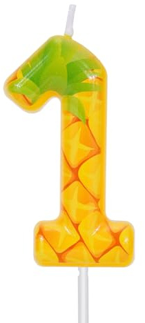 Pineapple Birthday Number Candle One, Yellow Fruit Themed Wax Number Candle for Birthday Party Decoration Anniversary Celebration Cake Topper Decoration (1)