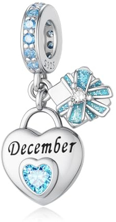 Micoo Charm en Argent Sterling 925 avec Pierre de Naissance, Perles Charm pour Bracelets et Colliers, Bijou Cadeau Parfait pour les Femmes