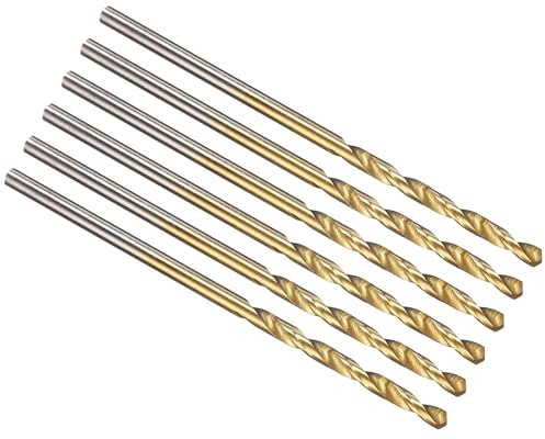 PATIKIL M2 HSS Spiralbohrer 1,2mm, Gerader 135° Stahlbohrer 6 Stück | Titannitrid-Beschichtung für Edelstahl Hartmetall
