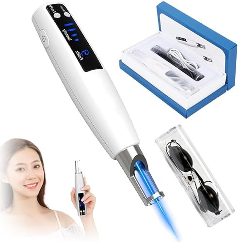 Máquina de eliminación de manchas de picosegundos, bolígrafo de pantalla LCD recargable con 9 modos para tratamiento de pecas, lunares y manchas marrones