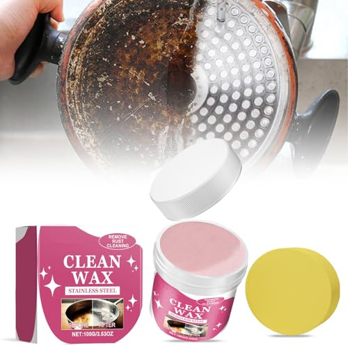 Pasta di Pulizia in Acciaio Inox,Metal Polish Paste,Rust Remover,Detergente e Smalto per Metalli,Magical StainlessSteel Cleaning Paste,Stainless Steel Stain Cleaning Wax