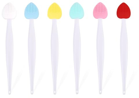 6pz Pennelli per Scrub Labbra, in Silicone a Forma di Cuore Strumento Esfoliante Delicato Labbra la Rimozione Della Pelle Scura Detergente Bifacciale per Uomini e Donne