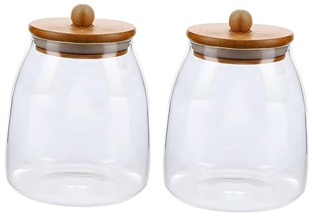 VALICLUD 2 pièces Bocaux à Bonbons Verre Transparent avec Couvercle de Pots de Rangement Verre Borosilicate et pour Décorations de Mariage et Stockage de Sweets