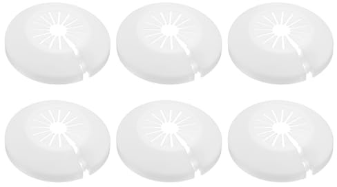 sourcing map 6 Pcs Flange Water Pipe Cover, 60mm x 10mm Plastic Round Escutcheon Pipe Collar Pipe Cover Radiator Wall Split Flange for 10-25mm/0.39-0.98 Out Diameter Pipe Tube, White