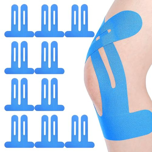 WEDAWIN 10pcs Cintas Kinesiologicas, Rodilleras Musculares Deportivas, Kinesio Tape, Tiras Fisioterapia, Aliviar el Dolor de Rodilla, Preparar el Soporte y la Estabilidad de la Rodilla (220 * 250mm)