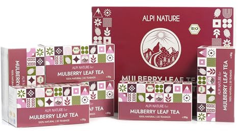 Alpi Nature Tisane Feuille de Murier, 120 Sachets de Thé, 180g Pack de 6 x 20 Sachets de 1.5g | 6 boîtes de 20 sachets de thé de 1,5 g (180 g), sachets de tisane