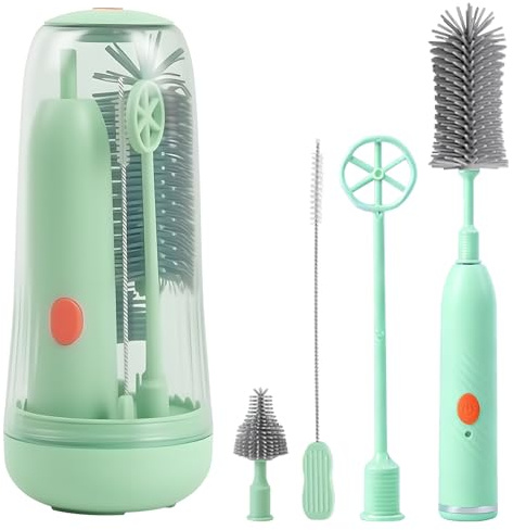 Baby Flaschenbürste Set, Reise Flaschenbürsten Set, Elektrische Flaschenbürste, 2 Modi, Wiederaufladbares Tragbar Babyflaschen Bürste Mit Uv Sterilisator Für Babyflaschen, Milchpumpen & Sauger(Grün)
