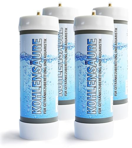 CREAMWHIP CO2 Einwegflaschen 4 x 2000g Kohlendioxid Gewinde M10x1 passend für JBL Druckminderer für Aquaristik
