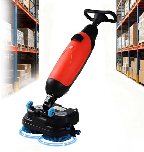 CUTANGELAR Scopino per Superfici Dure Portatile, Addetto alle Pulizie Commerciale Elettrico Doppia Acqua Grande Serbatoio 1.7 Gal Velocità 0-350 RPM Pulizia Piastrelle Fughe Pavimenti in Legno(Red)