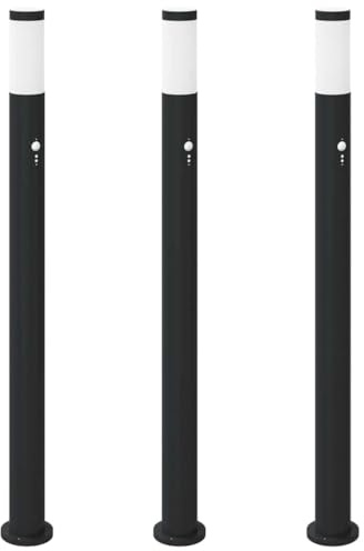 vidaXL Pollerleuchten mit Sensor 3er 110 cm Edelstahl IP44