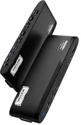 WAVLINK DisplayLink Docking Station, Dual Monitor per Mac M1/M2/M3/M4 e Windows, 14 in 1 con 100W 2 DP/2 HDMI 4K, SD/TF, 5 porte USB, Ethernet, Audio
