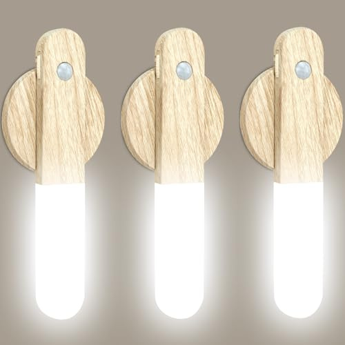 Toowell Stair Lights Motion Sensor Lights Indoor Rechargeable Wall Lights | Indoor Stick On Wall Lights Battery Operated Wall Lights Night Light for Bathroom Bedroom Corridor Shed Hallway,3 Pack