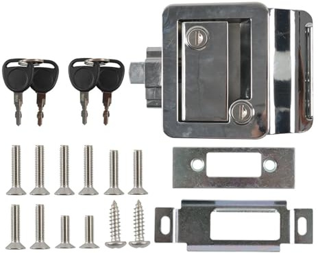 Serratura per porta camper | Heavy Duty antifurto in metallo con 2 chiavi – Set di serrature per rimorchio da viaggio, per esterni, esterni, interni, viaggi, campeggio, viaggi su strada e avventura