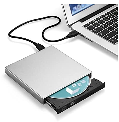 BGAZA 2021 DVD Conduire USB Externe CD-RW Enregistreur DVD/CD Ordinateur Portable de Lecteur Optique Lecteur Lecteur(Silver)