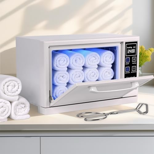 HomdMarket 5.5L Hot Towel Warmer Cabinet 4-in-1 Towel Heater UV Steriliser Mini Electric Equipment with Clip for Facials, Hair Beauty, Massage, Salon Equipment and Home(White)
