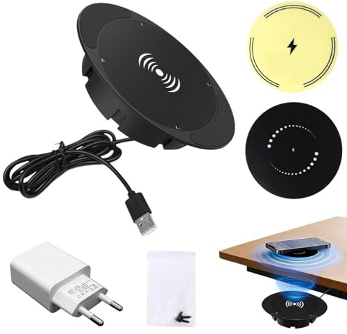 Under Desk Wireless Charger, Hidden Phone Charging Station, 15W Magnetic Fast Charging Phone Charger, Cable-Free Design,for iPhone 17/16/15/14/13/12/11/AirPods and Enabled Devices