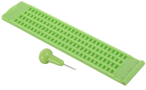 IDEANATEGRATE Set 1 Pezzo Piastra di Scrittura Braille in Plastica 4 Righe e 28 Celle, Facile da Usare e Portatile, Penna Punteruolo per Scrivere per Non Vedenti