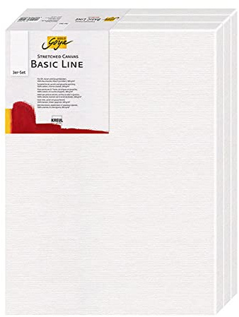 KREUL 634050 - Solo Goya Stretched Canvas Basic Line Keilrahmen 40 x 50 cm, 3er Set, mit Leinwand aus Baumwolle 4 fach grundiert, ideal für Öl, Acryl-und Gouachefarben, Weiß