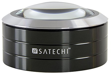 SATECHI Readmate LED-Schreibtischlupe, Bis zu 5X Vergrößerung, Lupe + Tragetasche Inklusive (Schwarz)