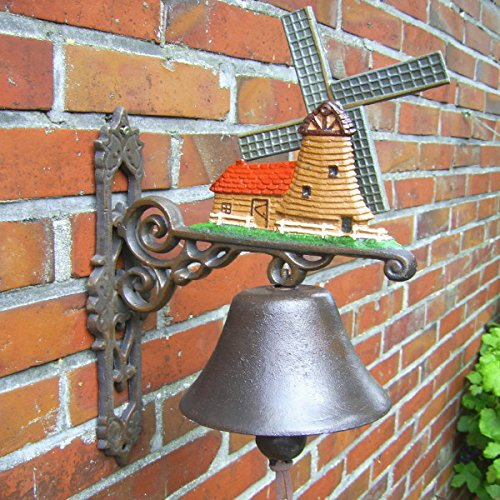 Unbekannt Türglocke Verschiedene Dessins Gusseisen Antik Nostalgie Stil Retro Bauernhof Tiere Feuerwehr ect. (Windmühle)