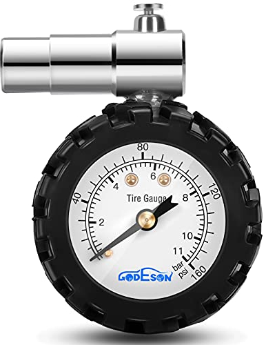 GODESON Luftdruckprüfer Fahrrad,Smart Luftdruckmesser Fahrrad 0-160 psi, Dual Skala 0-11 bar Reifendruckprüfer Fahrrad,Fahrrad Reifen Manometer Professionelles Französisches Ventil Presta Ventil