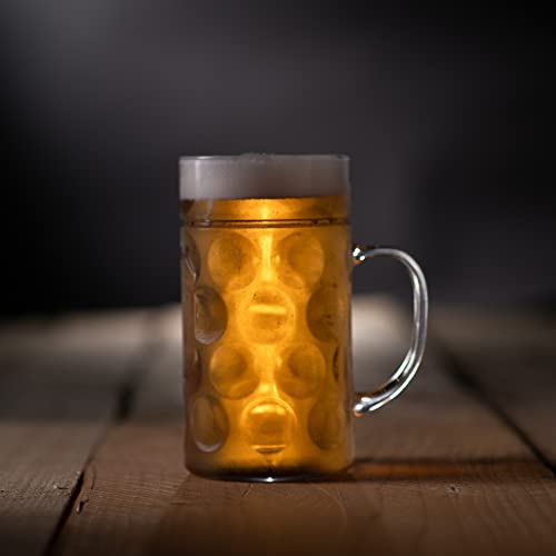 bar@drinkstuff Plastic Beer Stein 1 Pint (580 ml) German-Style Handled Tankard – Rigid Polystyrene, Dimpled Finish, Reusable, Traditional Festival & Pub Drinkware