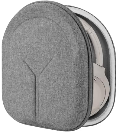 Geekria Shield Headphones Case Compatible with Sony WH-CH720N, WH-1000XM5, WH-1000XM4, WH-XB910N, Replacement Hard Shell Travel Carrying Bag with Cable Storage (Grey)