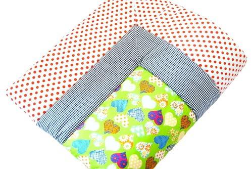 Krabbeldecke Kuscheldecke Laufgittereinlage 100x120cm weich gepolstert Grün Orange für Jungen Mädchen Handmade bab-Berlin