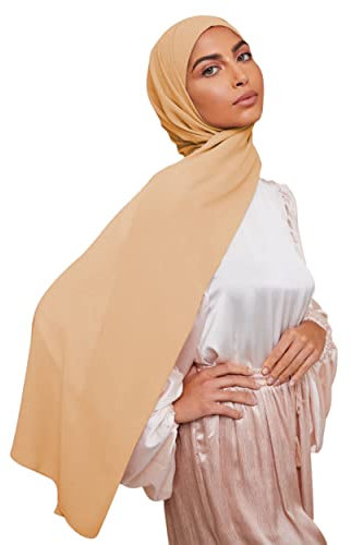 Voile Chic Premium Chiffon Hijab Scarf for Women - Non-Slip Islamic Head Scarf Wrap Hijabs - Light Taupe
